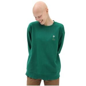 Vans Anaheim Floral Rose Embroidery Crewneck Sweatshirt Green Sz Medium